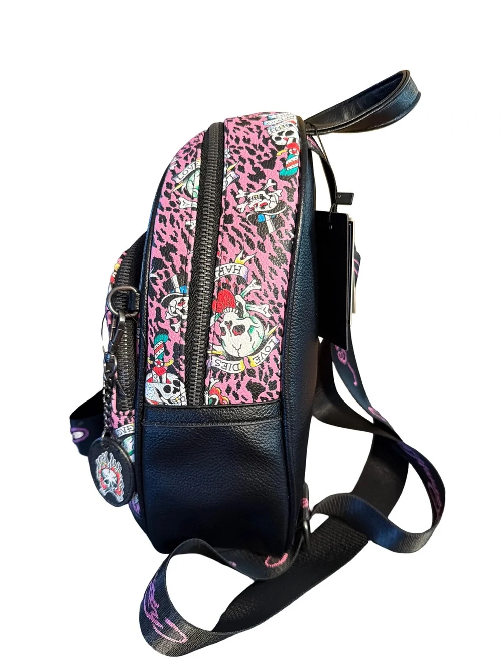 Ed Hardy NWT Pink Leopard Skull Tattoo Mini Backpack & Matching Wallet (P246)